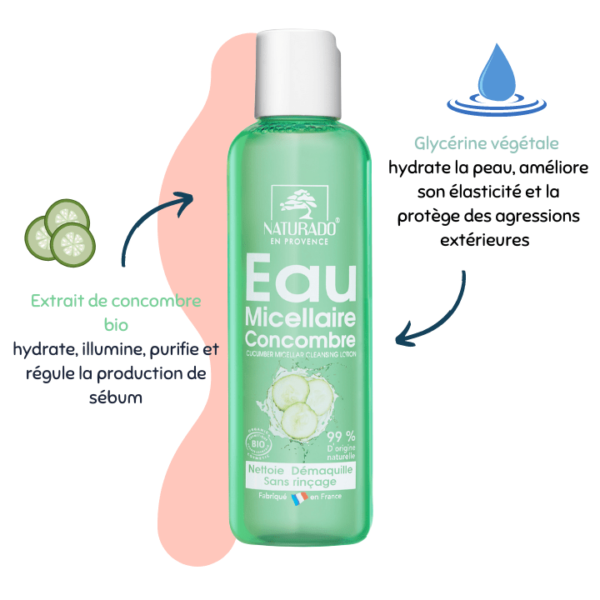 Eau micellaire concombre - Naturado en Provence
