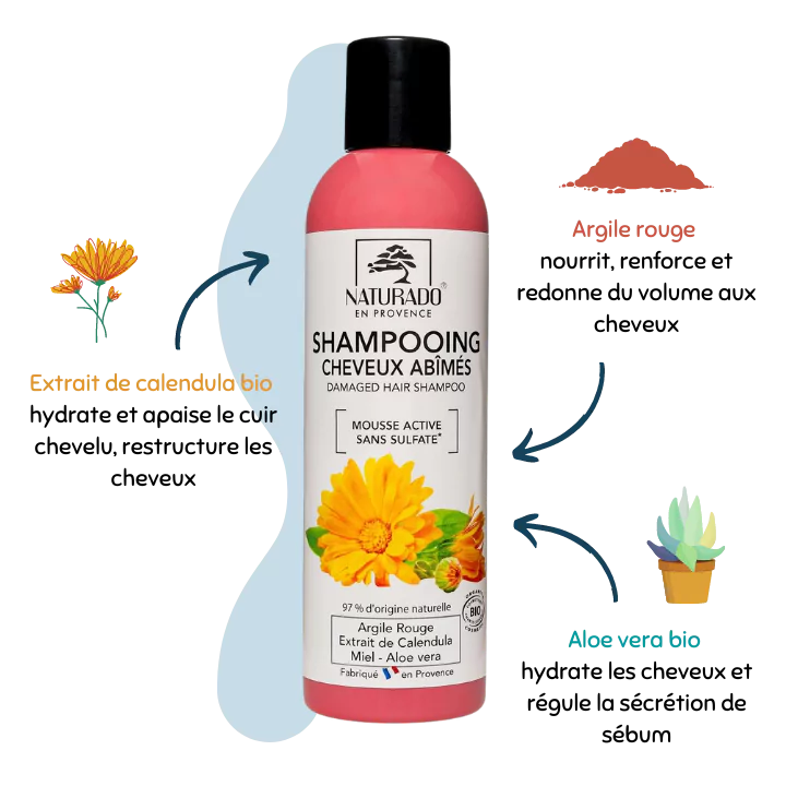 Shampooing cheveux abîmés - Naturado en Provence Shampooing cheveux abîmés - Naturado en Provence