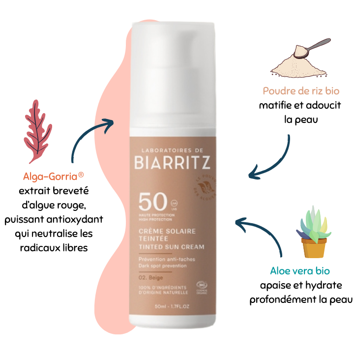 Crème solaire teintée SPF50 - Laboratoires de Biarritz