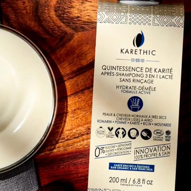Quintessence de Karité - Après-shampoing 3 en 1 lacté - Karethic Quintessence de Karité - Après-shampoing 3 en 1 lacté - Karethic