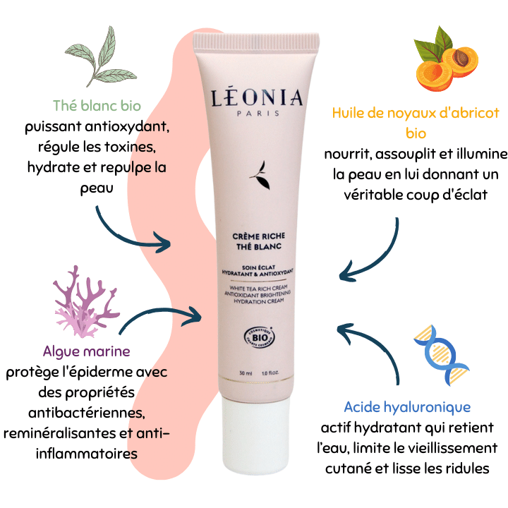 Les principaux actifs de la Crème riche thé blanc - Léonia Paris