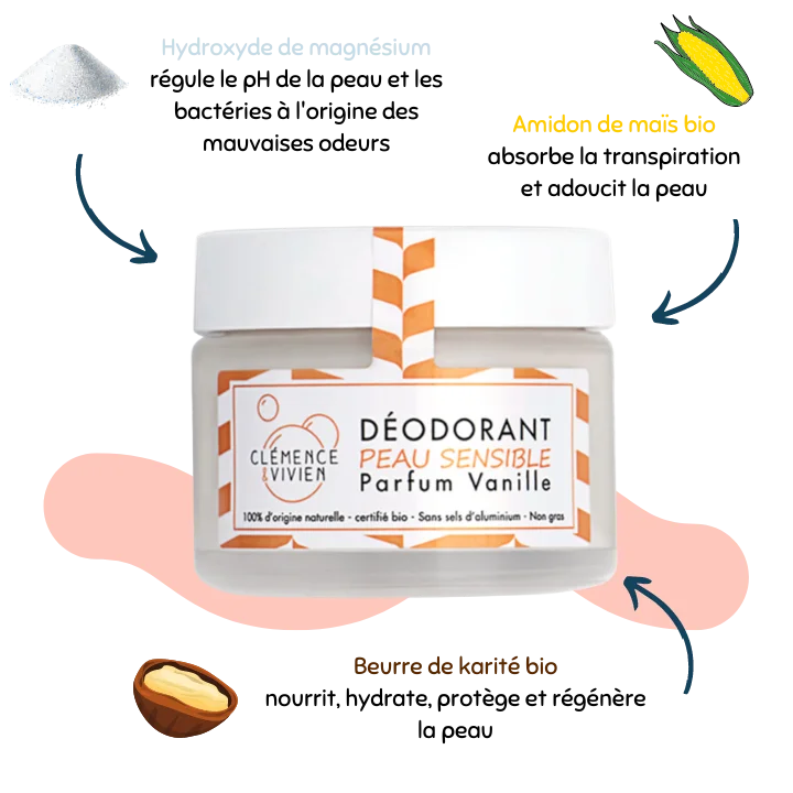 Déodorant naturel peau sensible vanille - Clémence & Vivien