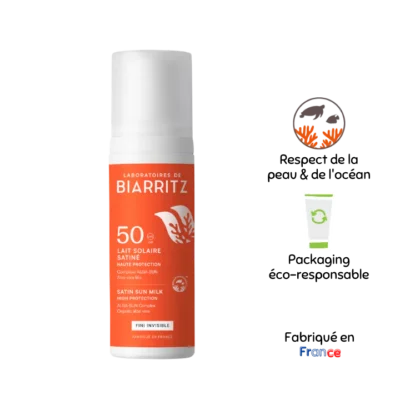 Lait solaire satiné SPF50 -Laboratoires de Biarritz