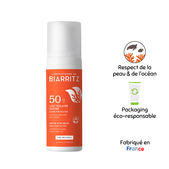 Lait solaire satiné SPF50 -Laboratoires de Biarritz Lait solaire satiné SPF50 -Laboratoires de Biarritz