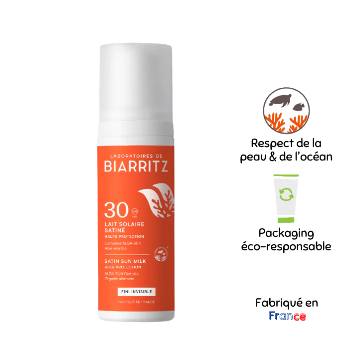Lait solaire satiné SPF30 -Laboratoires de Biarritz